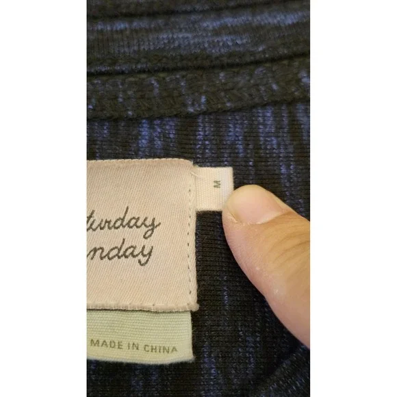 Saturday Sunday Dress Womens Medium Navy Blue Space Dye Swing 3/4 Sleeve Pockets - Picture 13 of 16